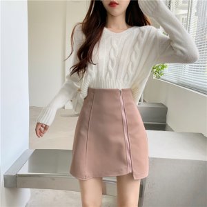 IELGY Leather Fashionable Slim A-line Short High waist Covered hips Women's skirts Half-length skirts Outer wear 4