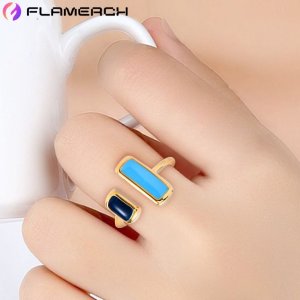 French Retro Ring Metal Colour Drop Glaze Open Rings for Woman Party Girls' Luxury Ring NEW Fashion Jewellery 4