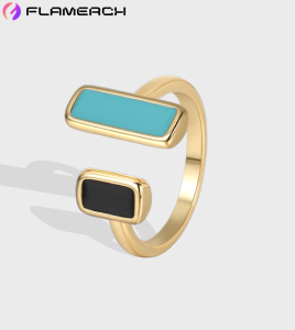 French Retro Ring Metal Colour Drop Glaze Open Rings for Woman Party Girls' Luxury Ring NEW Fashion Jewellery 3