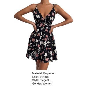 Sunnyheart Summer Dress Above Knee Big Hem V Neck Beh Dress 5