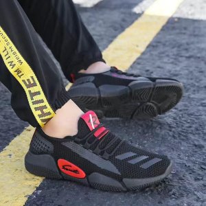 Sneakers for Mens 2023 Trendy Casual Shoes Comfortable Breathable Lace-up Ash Sneakers Color-Black 3