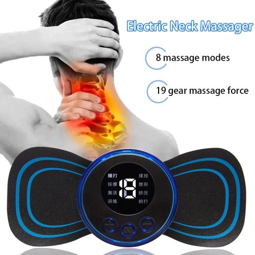Portable Mini Electric Neck Massager Massage Sticker Cervical Massage Stimulator Pain Relief Back Meridian Massager