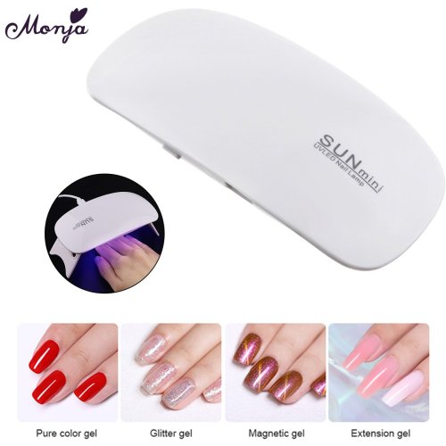 Monja 6W Nail Art Dryer LED UV Lamp Portable Micro Nail Art UV Varnish Curing Machine For Home Use USB Charging Manicure Tool