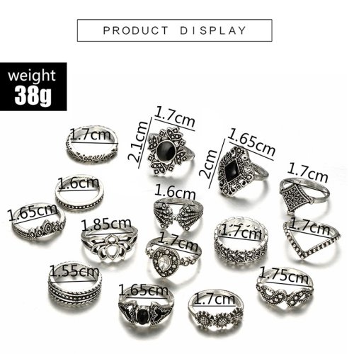 Trendy 15 Pcs/set Ring Set for Women New Collection/ Finger Rings for Girls Simple Stylish - Fashionable Silver Smart Retro Rings Set Birthday Gift for Women