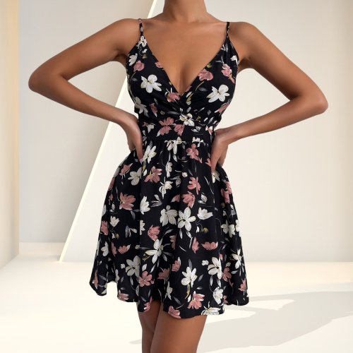 Sunnyheart Summer Dress Above Knee Big Hem V Neck Beh Dress