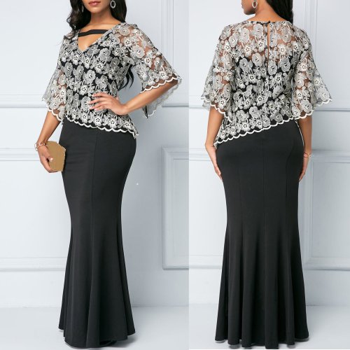 Dress V Neck Ruffles Hip Wrap Dress