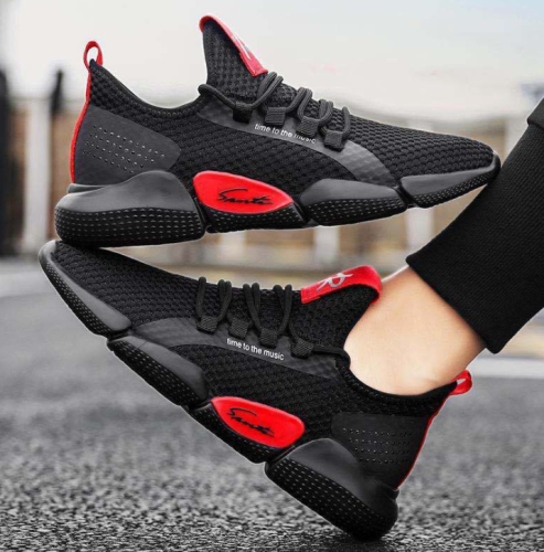 Sneakers for Mens 2023 Trendy Casual Shoes Comfortable Breathable Lace-up Ash Sneakers Color-Black