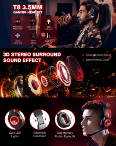 EKSA T8 Stereo Gaming Headset For PC, Mobile, PS4/PS5, XBOX
