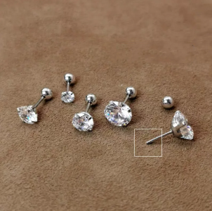 1Pair 925 Sterling Silver Bead Screw Stud Earrings for Women Men Simple 3-6mm Round Cubic Zirconia Ear Body Piercing Jewelry 3