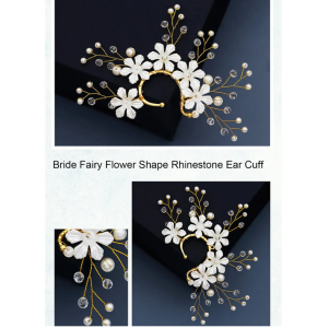 Ear Cuff Without Piercing Bride Temperament Fairy Flower Rhinestone Ear Clips 4