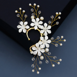 Ear Cuff Without Piercing Bride Temperament Fairy Flower Rhinestone Ear Clips