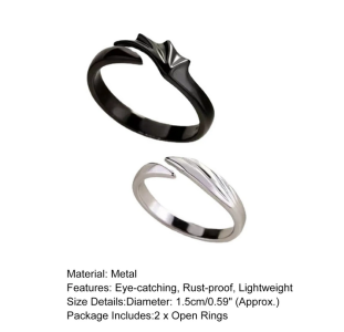 BODHI Stylish Rings Adjustable Angel Devil Couple Rings Engagement Accessory 3