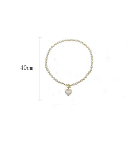 Elegant Pearl Necklace For Women Heart Pendant Necklaces Luxury Imitation Pearls Chain Necklaces Korean Jewelry Girls Gifts