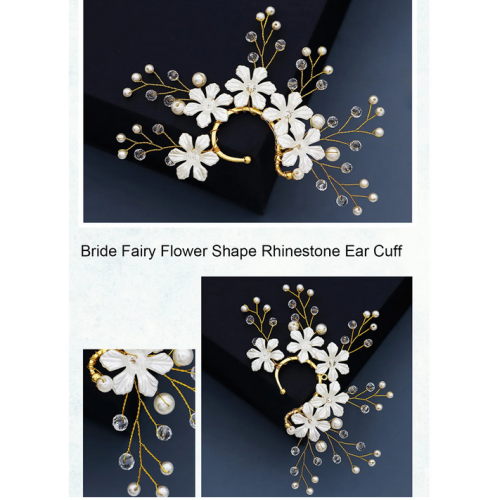 Ear Cuff Without Piercing Bride Temperament Fairy Flower Rhinestone Ear Clips