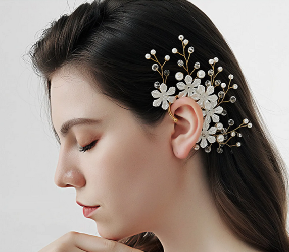 Ear Cuff Without Piercing Bride Temperament Fairy Flower Rhinestone Ear Clips