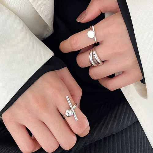 VENTFILLE 925 Sterling Silver Rings New Fashion Party Jewelry Vintage Charm Double Layer Geometric Nail Design Accessories Gifts