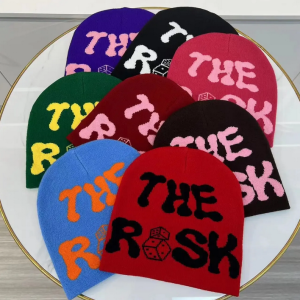 Embroidery Logo Knitted Winter Hats Graphic Unisex Jacquard Beanie