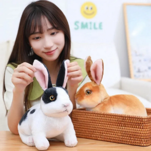 Realistic Cute White Plush Rabbits Lifelike Animal Photo Props Bunny Simulation Rabbit Toy Model Birthday Gift 5