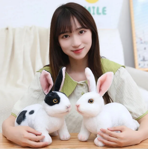 Realistic Cute White Plush Rabbits Lifelike Animal Photo Props Bunny Simulation Rabbit Toy Model Birthday Gift 3