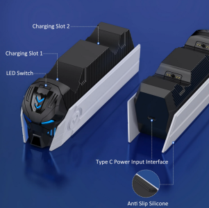 BEBONCOOL Dual Fast Charger for PS5 Wireless Controller Stand for Sony PlayStation 5 Gamepad DualSense controller Charging Base 6