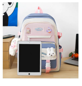 Cross-Border Middle School College Students Bag Female Large Capacity Primary School Student Backpack New Backpack Five-Piece Set Wholesale 7