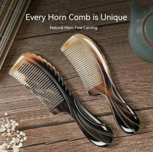 Handmade Natural Ox Horn Comb Anti Static Buffalo Combs Handle Professional Detangling Massage Fine Tooth Comb 3