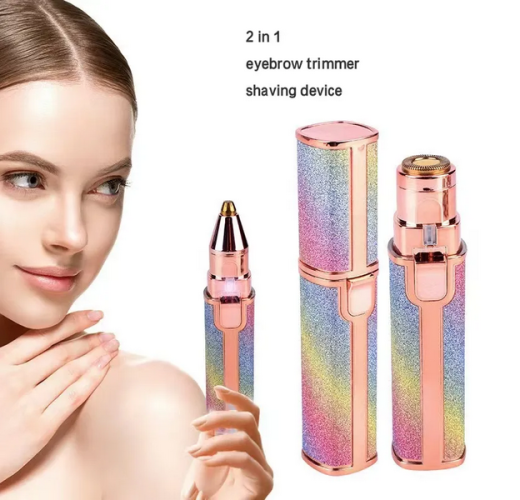 2 In1 Rechargeable Facial Hair Removal and Eyebrow Shaver - Face Lips Body Painless Facial Razor with Built-in LED Light USB