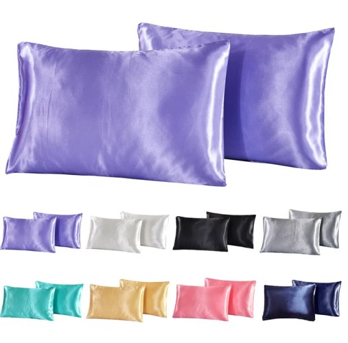 2-piece Pure Emulation Silk Satin Pillowcase Comfortable Pillow Cover Pillowcase For Bed Throw Single Pillow Covers