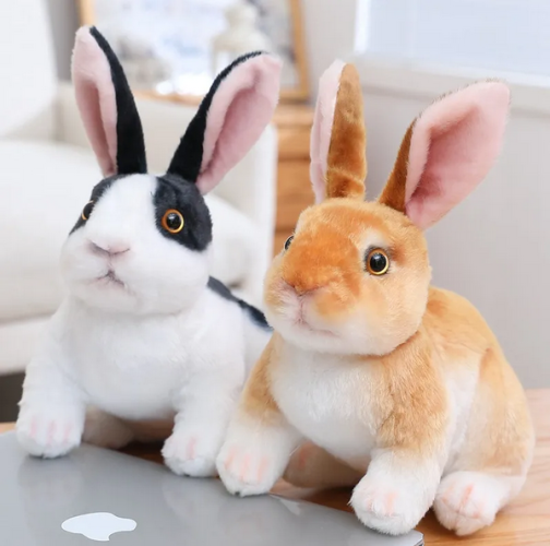 Realistic Cute White Plush Rabbits Lifelike Animal Photo Props Bunny Simulation Rabbit Toy Model Birthday Gift