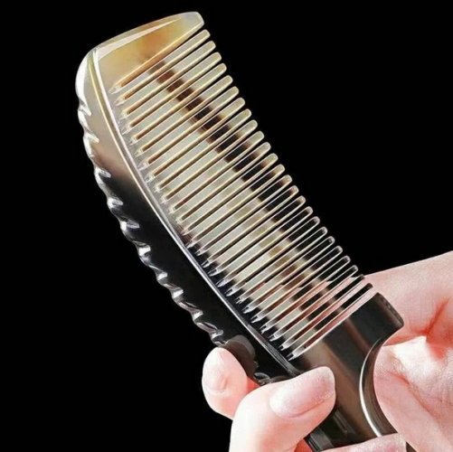 Handmade Natural Ox Horn Comb Anti Static Buffalo Combs Handle Professional Detangling Massage Fine Tooth Comb