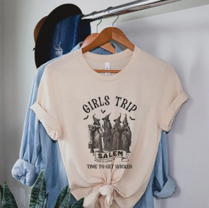 Girls Trip Salem T-shirt Cute Funny Witch Tee Shirt Short Sleeve Spooky Season T Shirt Women Vintage Fall Halloween Top Clothes 4