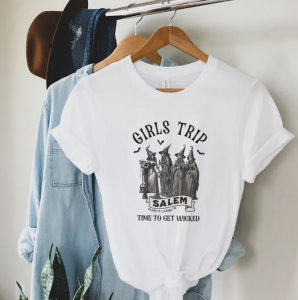 Girls Trip Salem T-shirt Cute Funny Witch Tee Shirt Short Sleeve Spooky Season T Shirt Women Vintage Fall Halloween Top Clothes 3