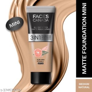 FACES CANADA All Day Hydra Matte Foundation | 3-in-1 Foundation + Moisturizer + SPF 30 | 24 HR Aloe Hydration & Vitamin C | 10HR Long Wear | Medium to High Buildable Coverage | Rose Ivory | 15ml 6