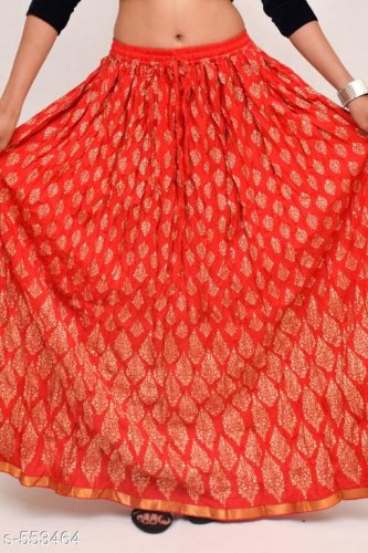 Ladies Rayon Jaipuri Printed Long Skirts Vol 1