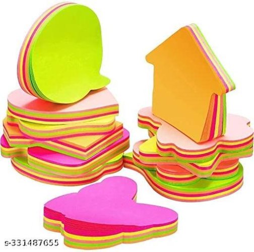Self-Stick Notes, Pack of 2, Multi-Shaped, Multicolor Self-Adhesive Removable Sticky Note, 100 Sheets Per Pad (Pack of 2, Random Design will be sent)
