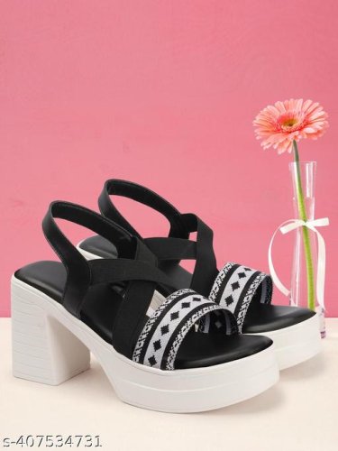  Syntethic Leather Heel Sandals